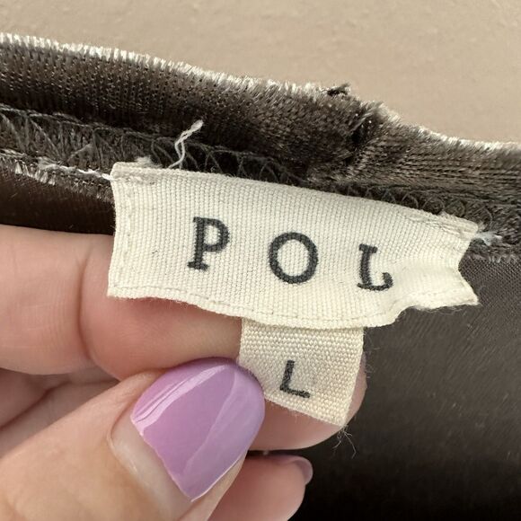 POL Velvet Mini Dress Lg Short Sleeve Pullover Olive Green Fairy Grunge Whimsy - Picture 2 of 7